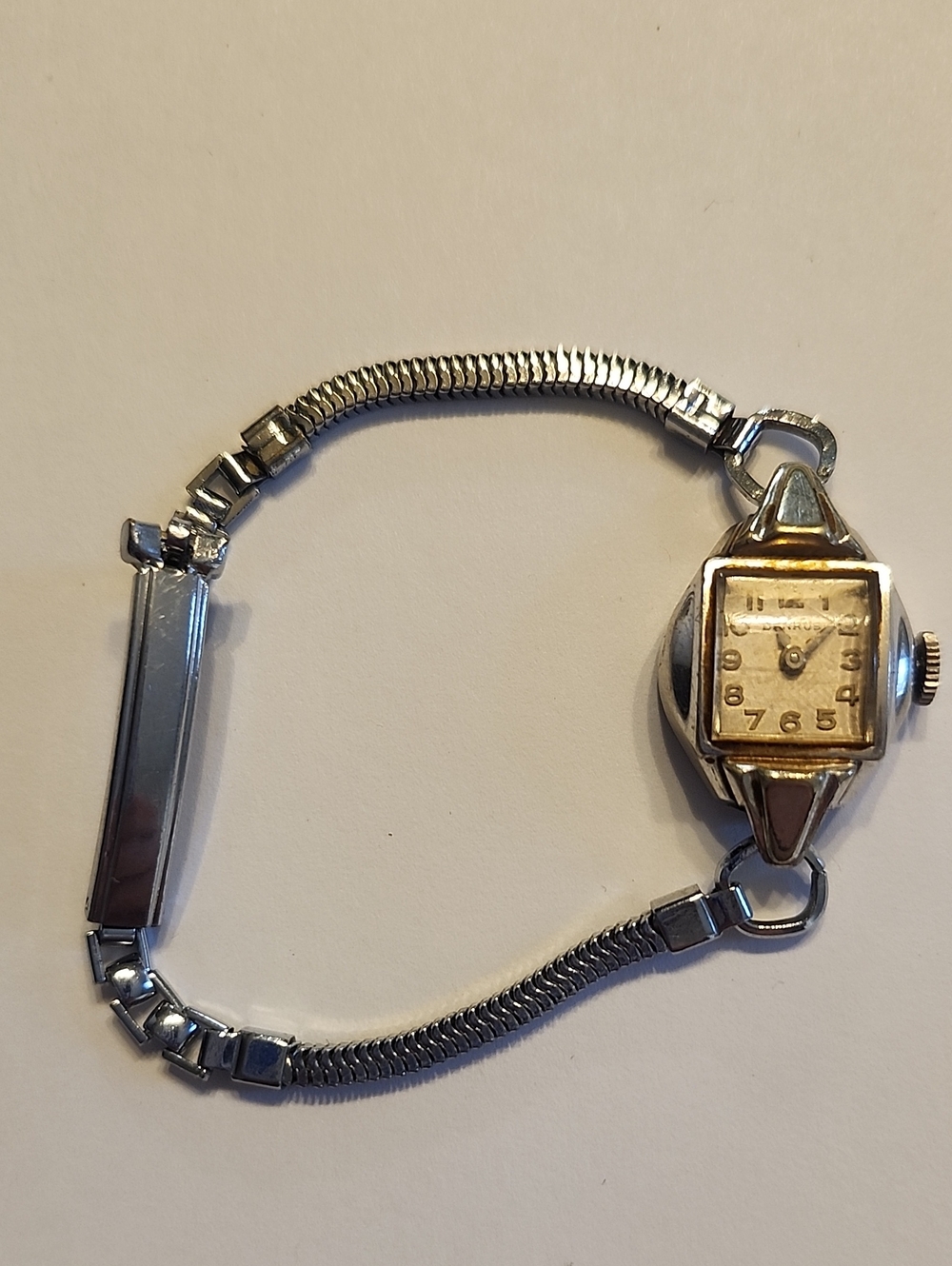 Vintage Silver-Tone Women’s Bracelet Watch - Silver Benrus 10K RGP Bezel